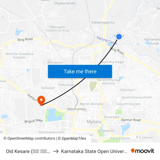 Old Kesare (ಹಳೆ ಕೆಸರೆ) to Karnataka State Open University map