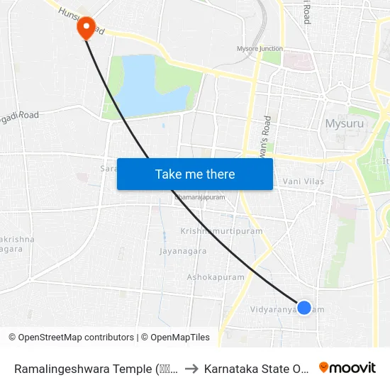 Ramalingeshwara Temple (ರಾಮಲಿಂಗೇಶ್ವರ ದೇವಸ್ಥಾನ) to Karnataka State Open University map
