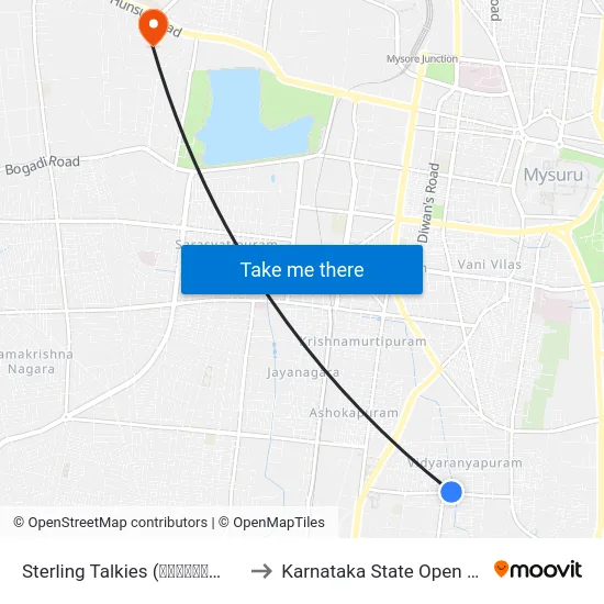 Sterling Talkies (ಸ್ಟೆರ್ಲಿಂಗ್ ಟಾಕೀಸ್) to Karnataka State Open University map