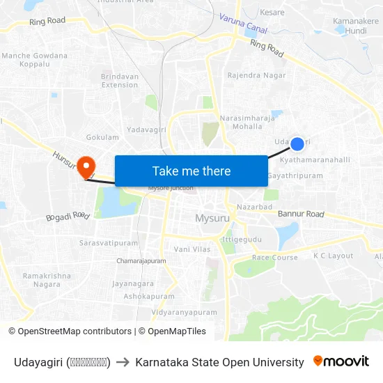 Udayagiri (ಉದಯಗಿರಿ) to Karnataka State Open University map
