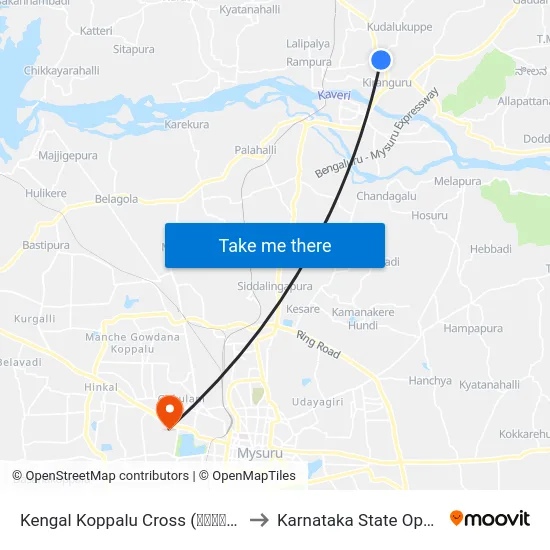 Kengal Koppalu Cross (ಕೆಂಗಳ ಕೊಪ್ಪಲು ಕ್ರಾಸ್) to Karnataka State Open University map