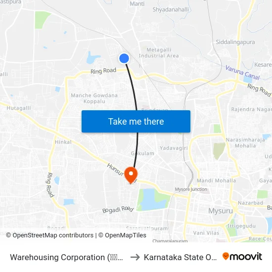 Warehousing Corporation (ವೇರ್‌ಹೌಸಿಂಗ್ ಕಾರ್ಪೊರೇಷನ್) to Karnataka State Open University map