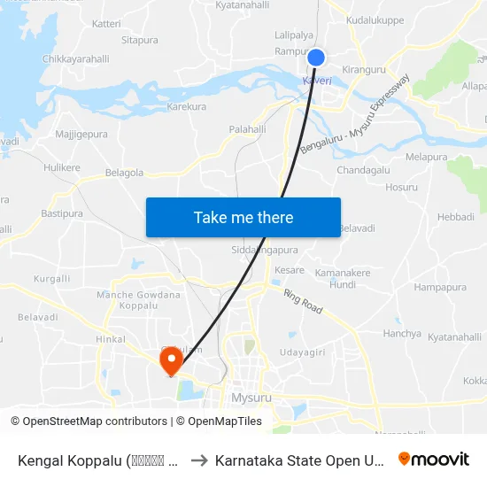 Kengal Koppalu (ಕೆಂಗಳ ಕೊಪ್ಪಲು) to Karnataka State Open University map