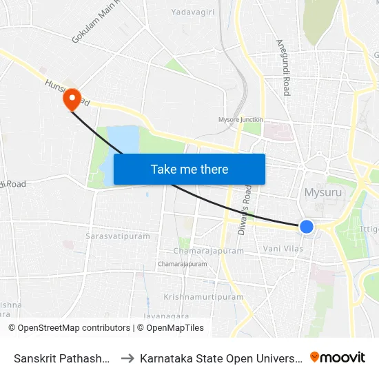 Sanskrit Pathashale to Karnataka State Open University map