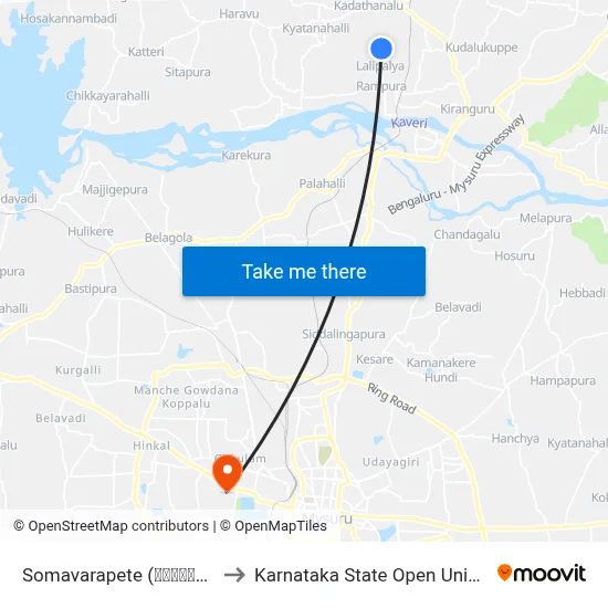 Somavarapete (ಸೋಮವಾರಪೇಟೆ) to Karnataka State Open University map