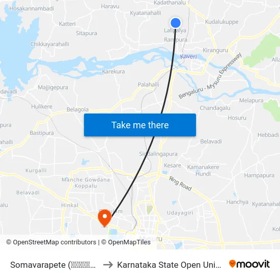 Somavarapete (ಸೋಮವಾರಪೇಟೆ) to Karnataka State Open University map