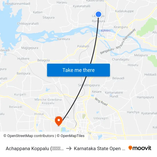 Achappana Koppalu (ಆಚಪ್ಪನ ಕೊಪ್ಪಲು) to Karnataka State Open University map