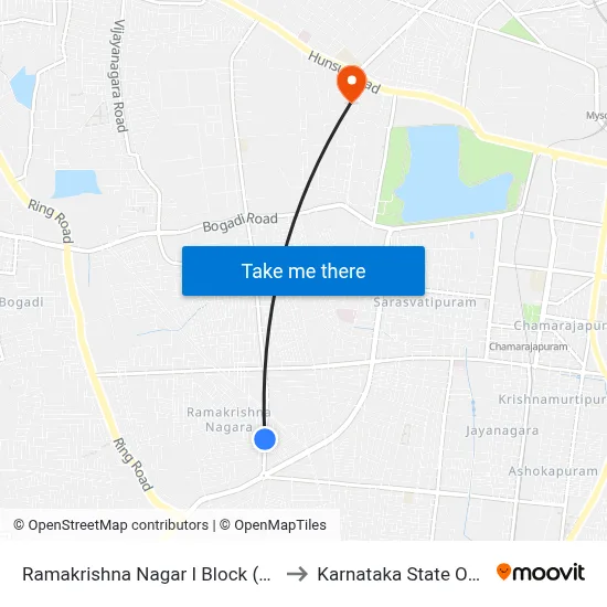 Ramakrishna Nagar I Block (ರಾಮಕೃಷ್ಣನಗರ ಐ ಬ್ಲಾಕ್) to Karnataka State Open University map