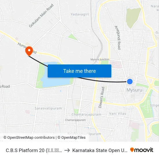 C.B.S Platform 20 (ನ.ಬ.ನಿ ಅಂಕಣ 20) to Karnataka State Open University map