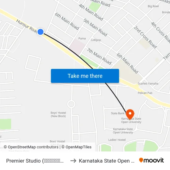 Premier Studio (ಪ್ರೀಮಿಯರ್ ಸ್ಟುಡಿಯೋ) to Karnataka State Open University map