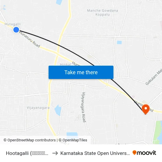 Hootagalli (ಹೂಟಗಳ್ಳಿ) to Karnataka State Open University map