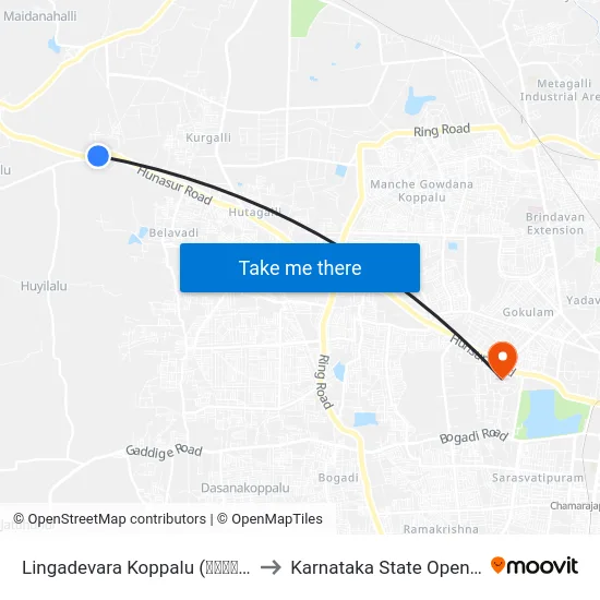 Lingadevara Koppalu (ಲಿಂಗದೇವರ ಕೊಪ್ಪಲು) to Karnataka State Open University map