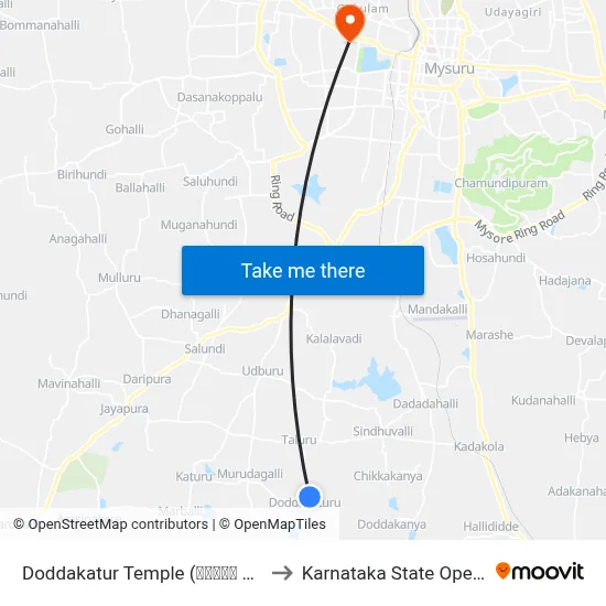 Doddakatur Temple (ದೊಡ್ಡ ಕಾತೂರು ದೇವಸ್ಥಾನ) to Karnataka State Open University map