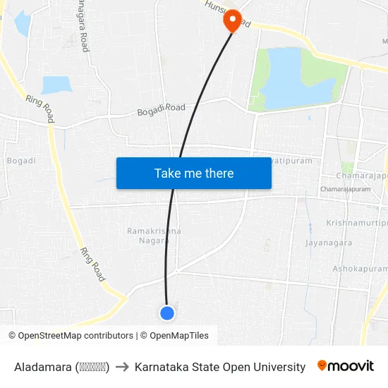 Aladamara (ಆಲದಮರ) to Karnataka State Open University map