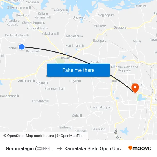 Gommatagiri (ಗೊಮ್ಮಟಗಿರಿ) to Karnataka State Open University map