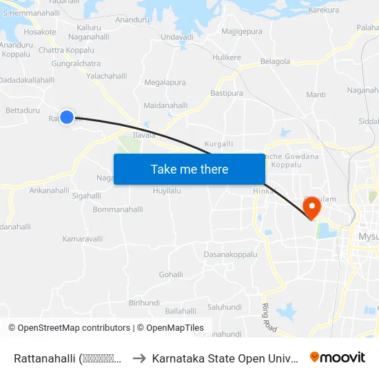 Rattanahalli (ರಟ್ಟನಹಳ್ಳಿ) to Karnataka State Open University map