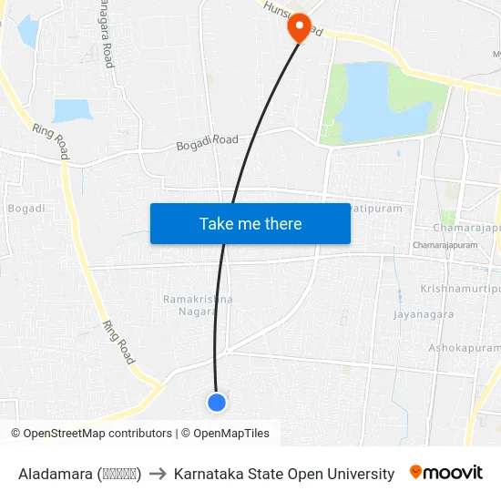 Aladamara (ಆಲದಮರ) to Karnataka State Open University map