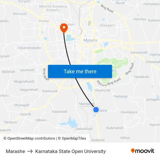Marashe to Karnataka State Open University map