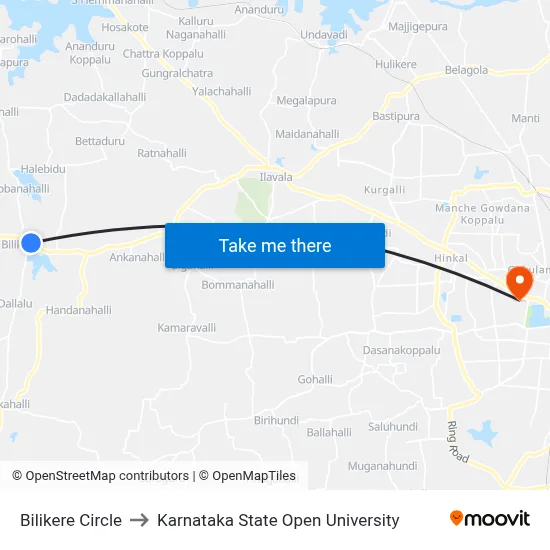 Bilikere Circle to Karnataka State Open University map