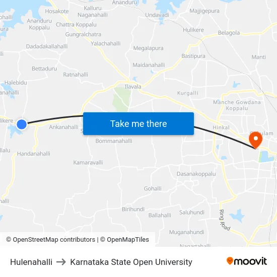 Hulenahalli to Karnataka State Open University map