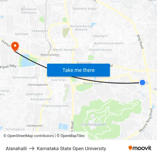 Alanahalli to Karnataka State Open University map