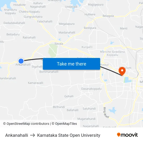 Ankanahalli to Karnataka State Open University map