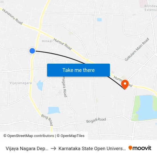 Vijaya Nagara Depot to Karnataka State Open University map