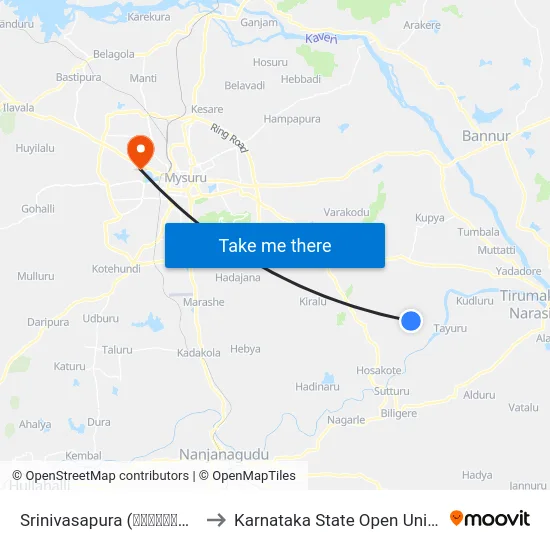 Srinivasapura (ಶ್ರೀನಿವಾಸಪುರ) to Karnataka State Open University map