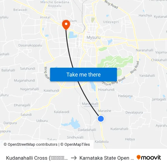 Kudanahalli Cross (ಕುಂದನಹಳ್ಳಿ ಕ್ರಾಸ್) to Karnataka State Open University map