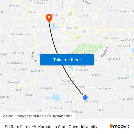 Sri Ram Farm to Karnataka State Open University map
