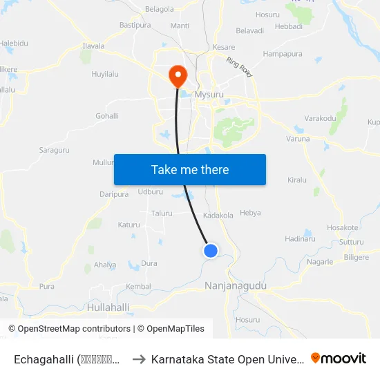 Echagahalli (ಎಚ್ಚಗಹಳ್ಳಿ) to Karnataka State Open University map