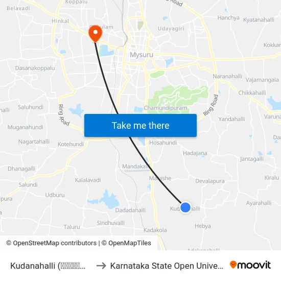 Kudanahalli (ಕುದನಹಳ್ಳಿ) to Karnataka State Open University map