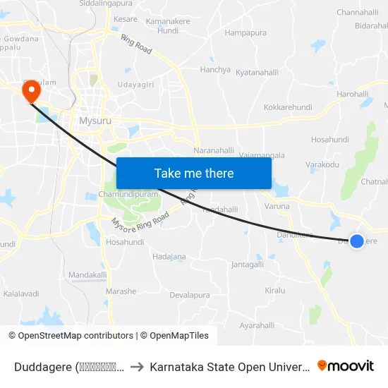 Duddagere (ದುಡ್ಡಗೆರೆ) to Karnataka State Open University map