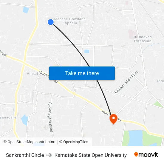 Sankranthi Circle to Karnataka State Open University map