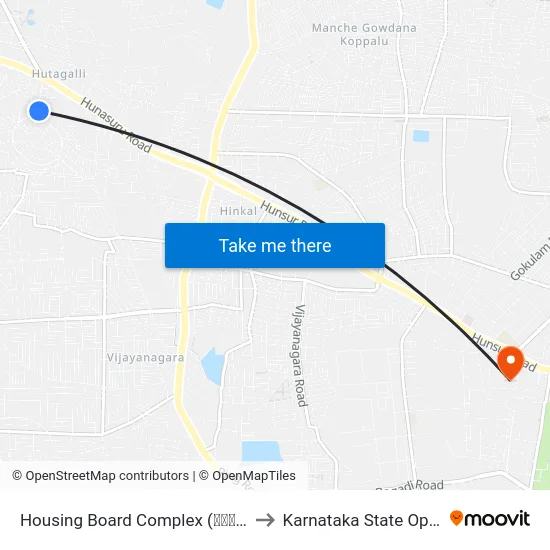 Housing Board Complex (ಹೂಟಗಳ್ಳಿ ಕಾಂಪ್ಲೆಕ್ಸ್) to Karnataka State Open University map