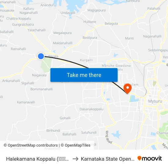 Halekamana Koppalu (ಹಳೇಕಾಮನ ಕೊಪ್ಪಲು) to Karnataka State Open University map