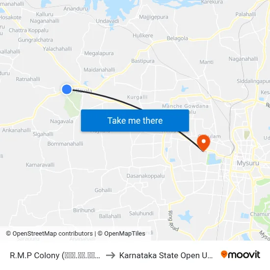 R.M.P Colony (ಆರ್‌.ಎಂ.ಪಿ ಕಾಲೋನಿ) to Karnataka State Open University map