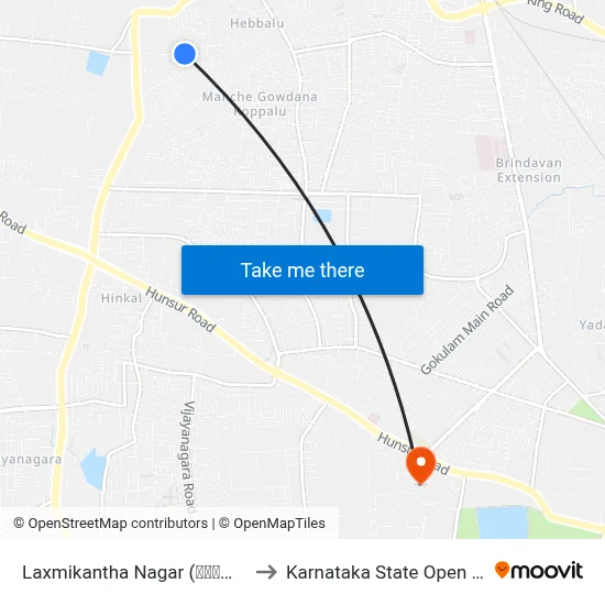 Laxmikantha Nagar (ಲಕ್ಷ್ಮೀಕಾಂತ ನಗರ) to Karnataka State Open University map