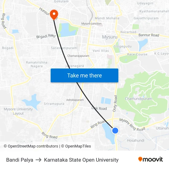 Bandi Palya to Karnataka State Open University map