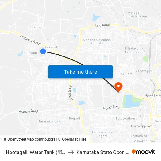 Hootagalli Water Tank (ವಾಟರ್ ಟ್ಯಾಂಕ್) to Karnataka State Open University map