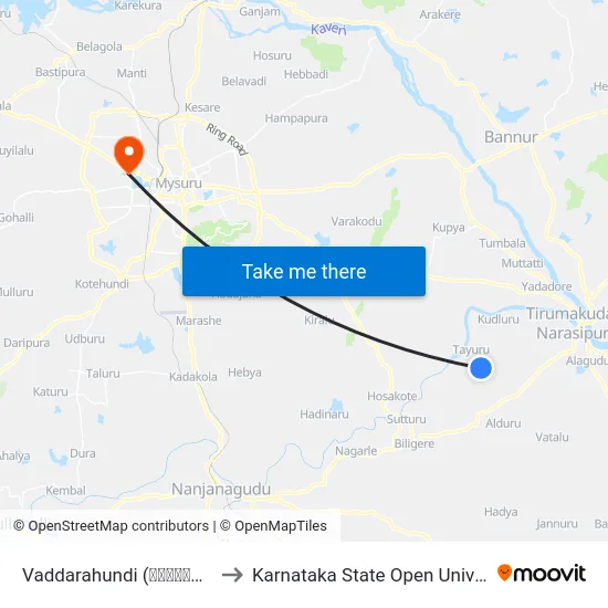 Vaddarahundi (ವಡ್ಡರಹುಂಡಿ) to Karnataka State Open University map