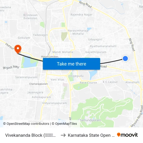 Vivekananda Block (ವಿವೇಕಾನಂದ ಬ್ಲಾಕ್) to Karnataka State Open University map