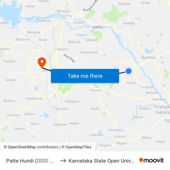 Patte Hundi (ಪಟ್ಟೇ ಹುಂಡಿ) to Karnataka State Open University map