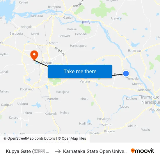Kupya Gate (ಕುಪ್ಯ ಗೇಟ್) to Karnataka State Open University map