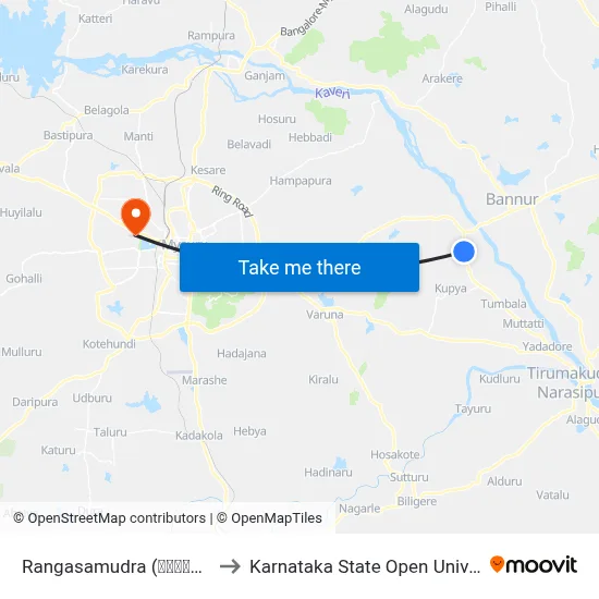Rangasamudra (ರಂಗಸಮುದ್ರ) to Karnataka State Open University map