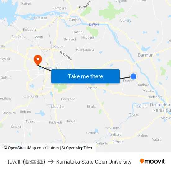 Ituvalli (ಇಟುವಳ್ಳಿ) to Karnataka State Open University map
