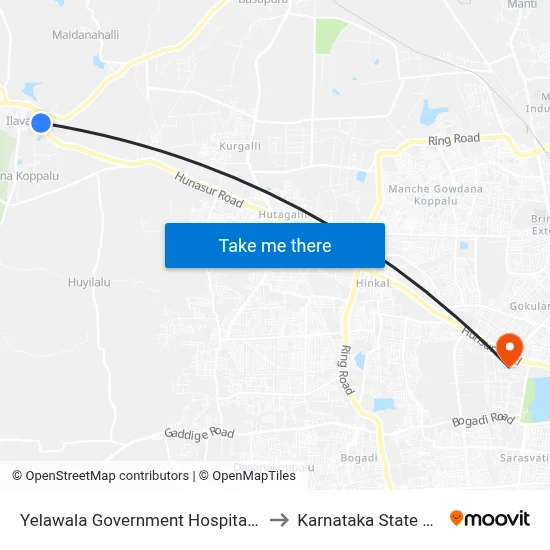 Yelawala Government Hospital (ಇಲವಾಲ ಸರ್ಕಾರಿ ಆಸ್ಪತ್ರೆ) to Karnataka State Open University map