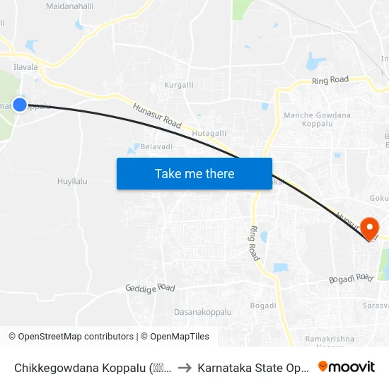 Chikkegowdana Koppalu (ಚಿಕ್ಕೇಗೌಡನ ಕೊಪ್ಪಲು) to Karnataka State Open University map