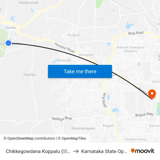 Chikkegowdana Koppalu (ಚಿಕ್ಕೇಗೌಡನ ಕೊಪ್ಪಲು) to Karnataka State Open University map