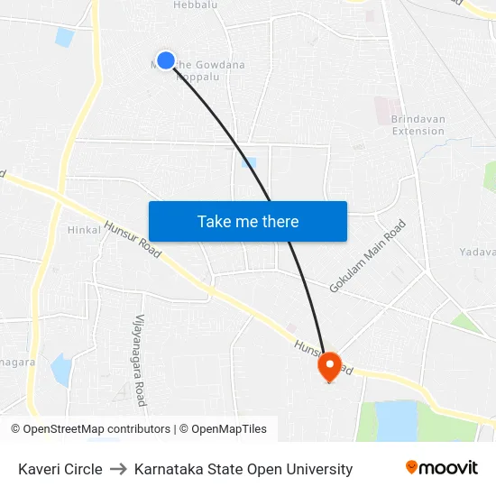 Kaveri Circle to Karnataka State Open University map